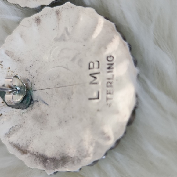 Stunning Vintage Native American Navajo Turquoise Flower Cluster Earrings 🩵🎁 - Picture 7 of 15